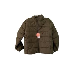 The Children’s Place Med 7-8 Army Green Jacket Water Resistant Zip Up Pockets